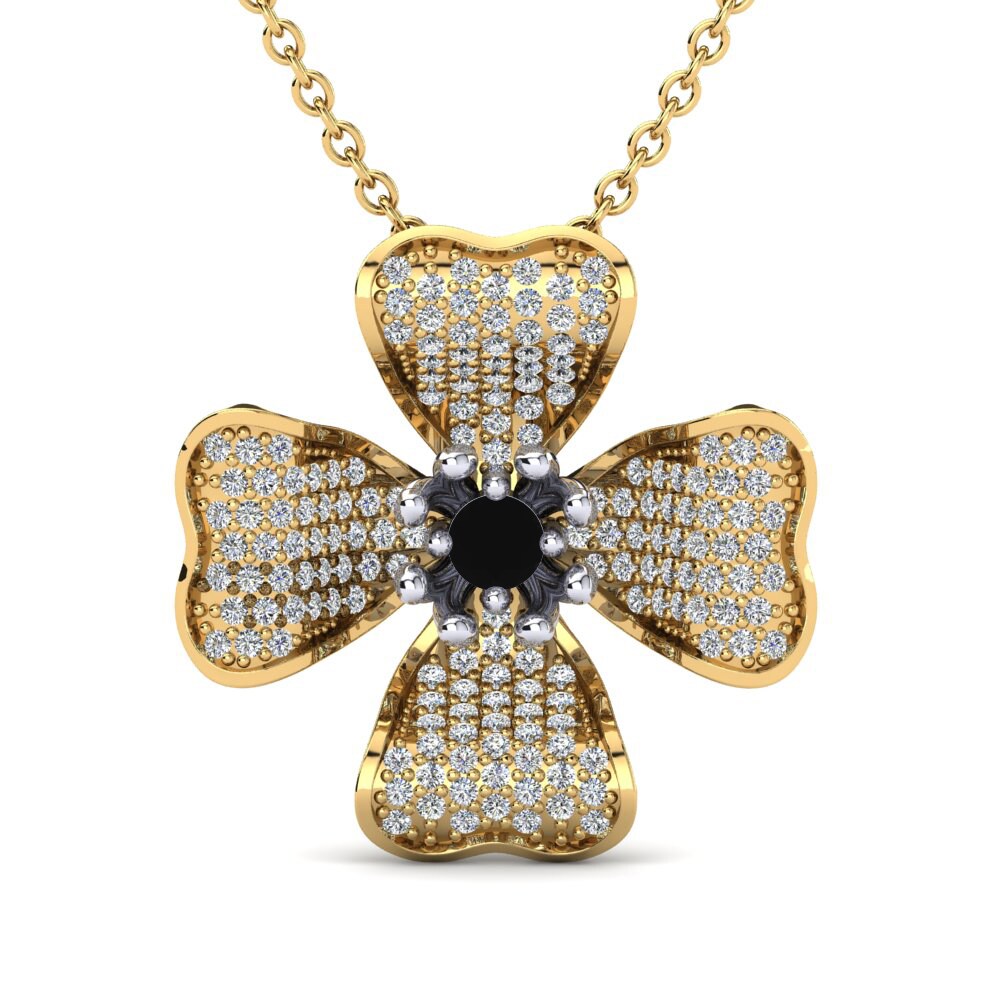 9k Oro Amarillo & Blanco Diamante Negro Colgante de Mujer Squamish