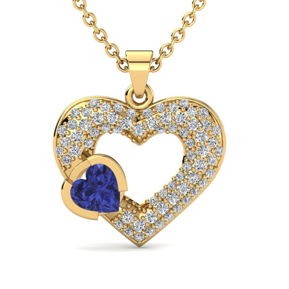 Gelbgold 585 Tansanit Damen anhänger Sulawesi