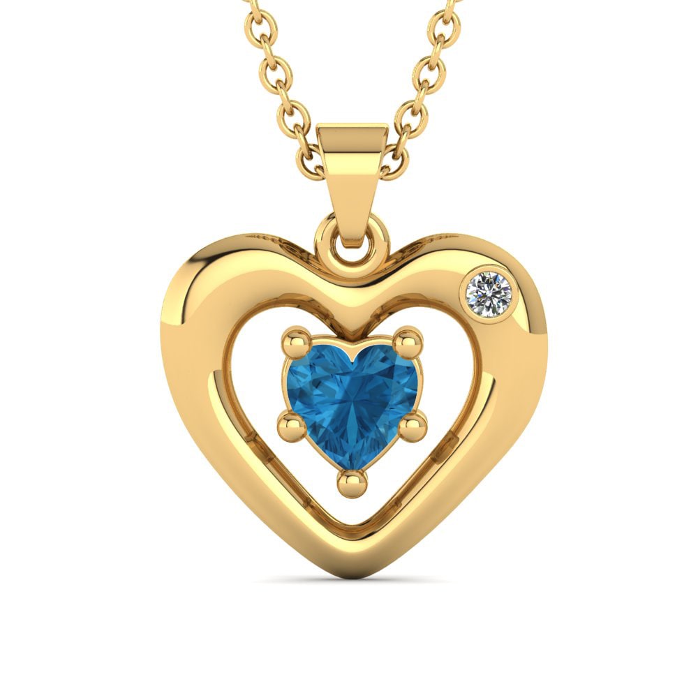 14ct Yellow Gold Blue Topaz Women's Pendant Sumba