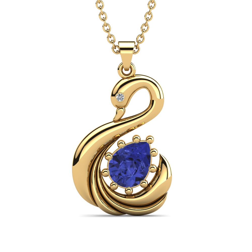 Gelbgold 585 Tansanit Damen anhänger Yapenaly