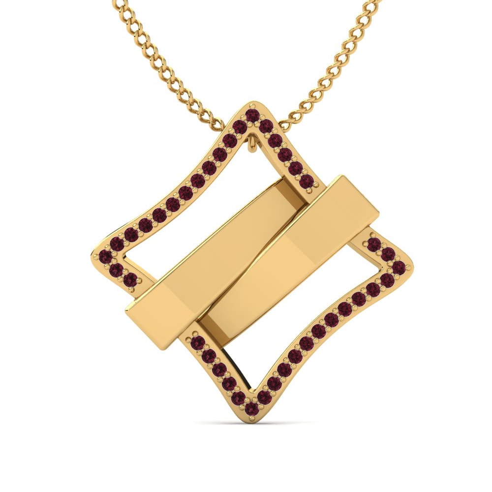Halsketten Fashion Granat Gelbgold 375