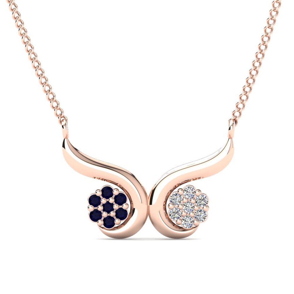 Vàng Hồng 9K Đá Zirconia Xanh Lam Dây chuyền nữ Aysuna
