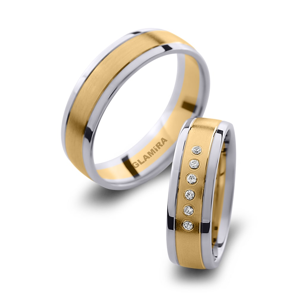 9k Oro Amarillo & Blanco Diamante Anillo de boda Immortal Grace