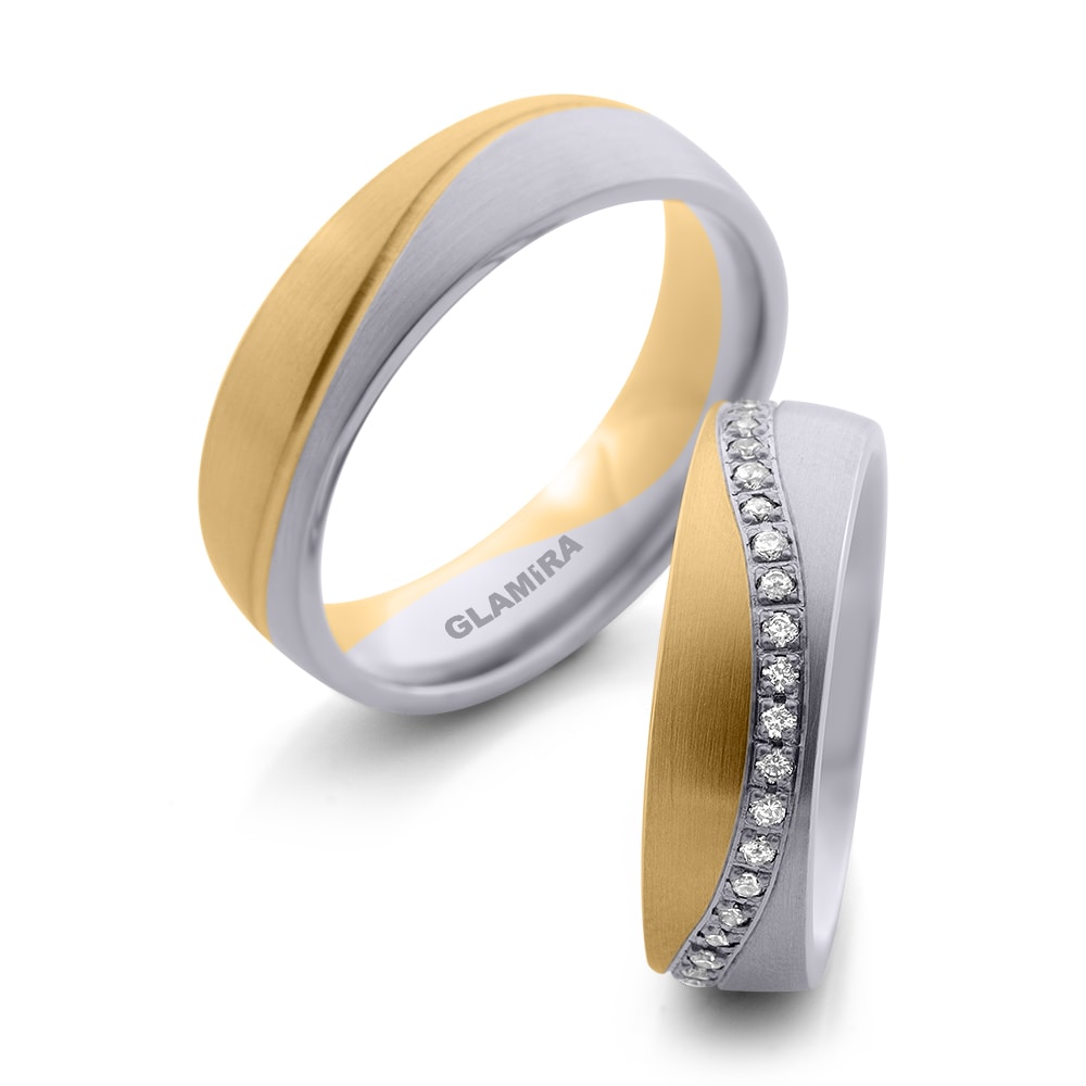 9K Wit & Geel Trouwring Pretty Choice Basic