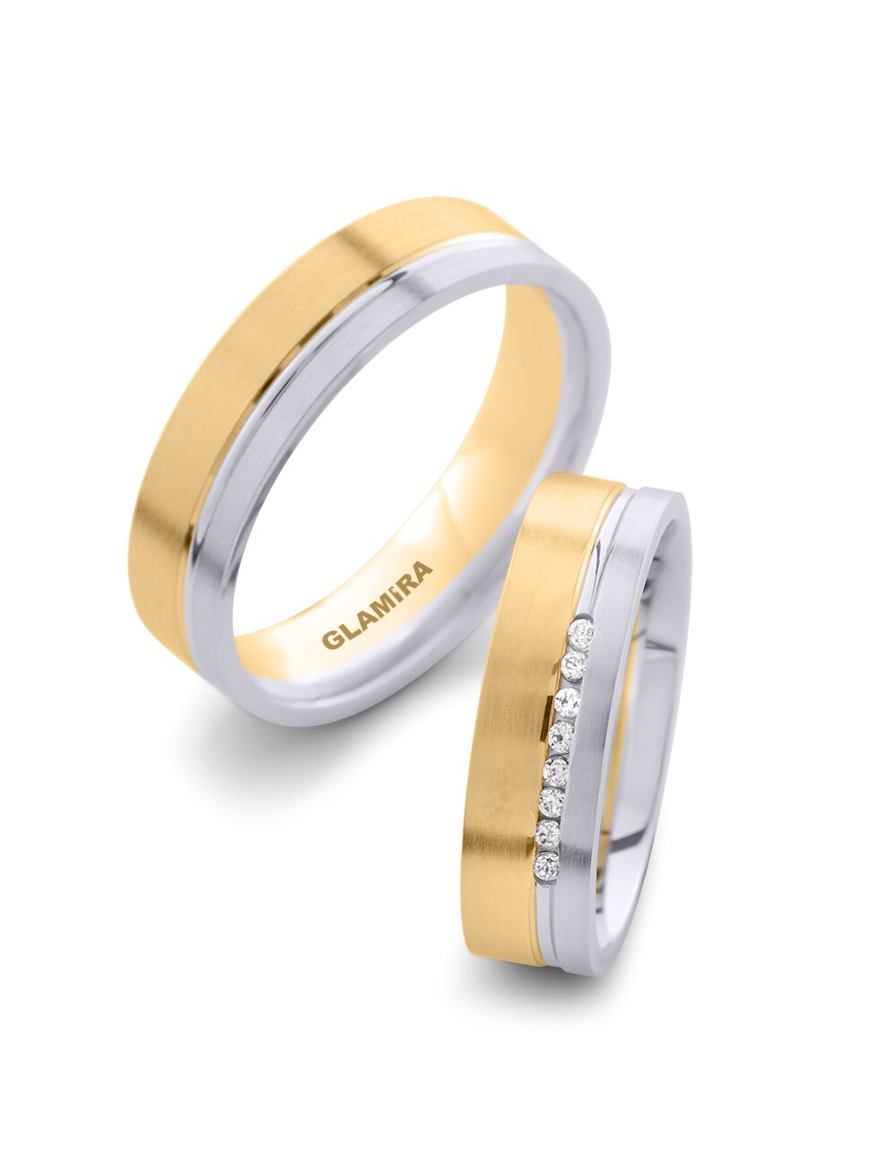 Or Jaune & Blanc 14k Diamant De Synthèse Bague de Mariage Immortal Heaven