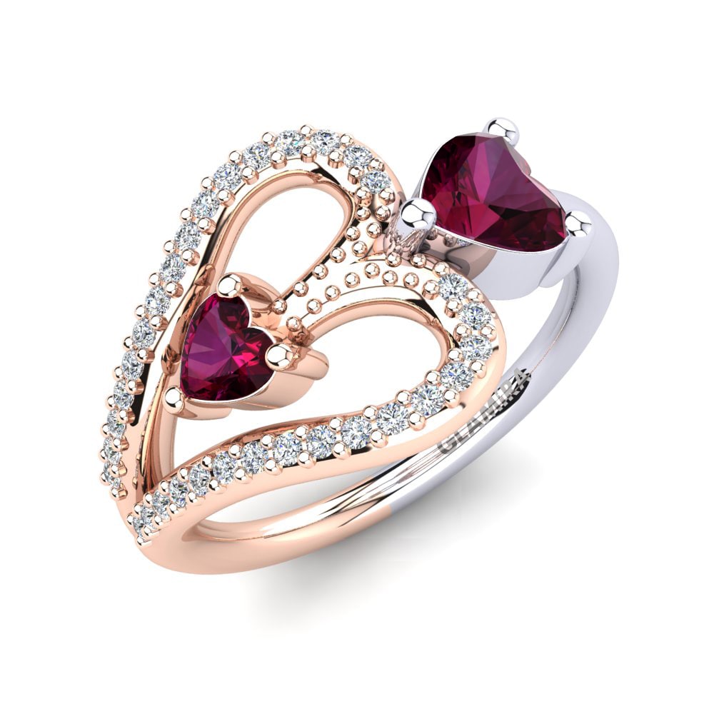 9ct Rose & White Gold Rhodolite Garnet Ring Danaja
