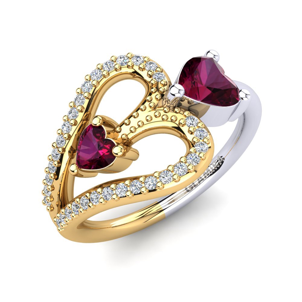 9ct Yellow & White Gold Rhodolite Garnet Ring Danaja