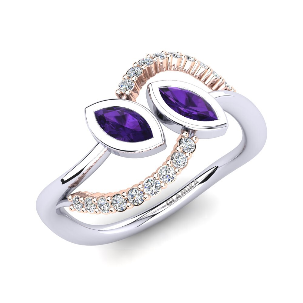 9ct White & Rose Gold Amethyst Ring Darchelle