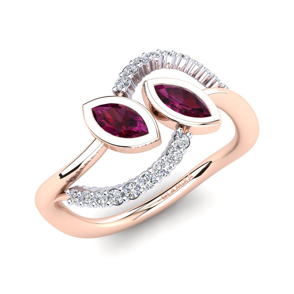 9ct Rose & White Gold Rhodolite Garnet Ring Darchelle