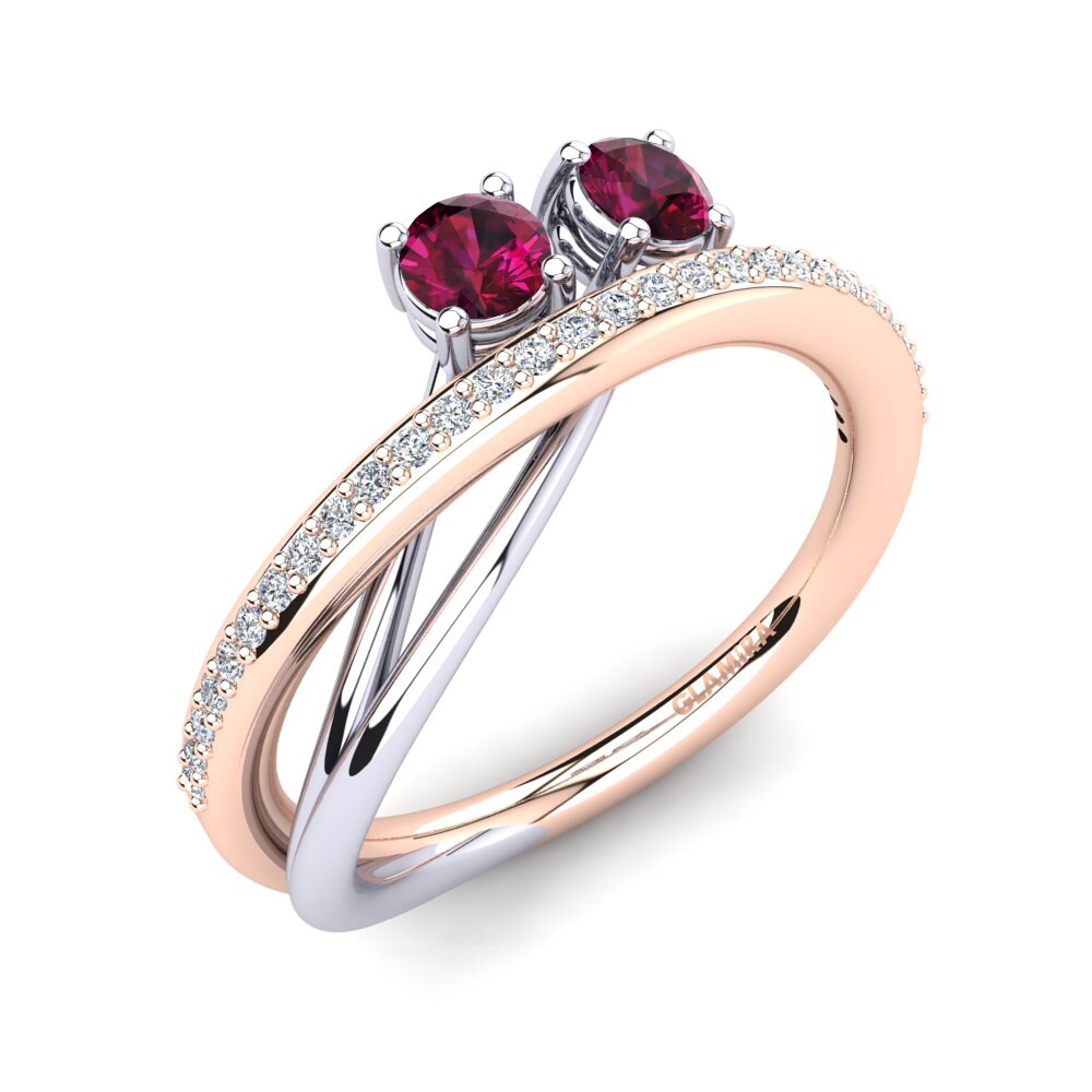 9ct Rose & White Gold Rhodolite Garnet Ring Darinka