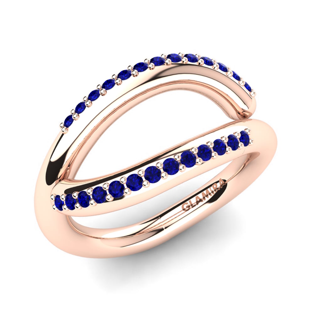 14k Oro Rosa Circonita Azul Oscuro Anillo Delenna