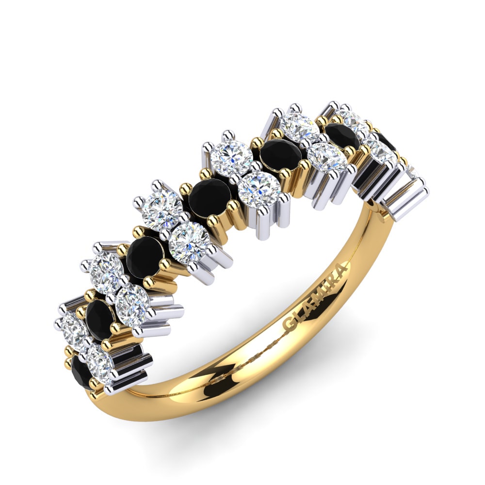 Or Jaune & Blanc 14k Onyx Noir Bague Diell