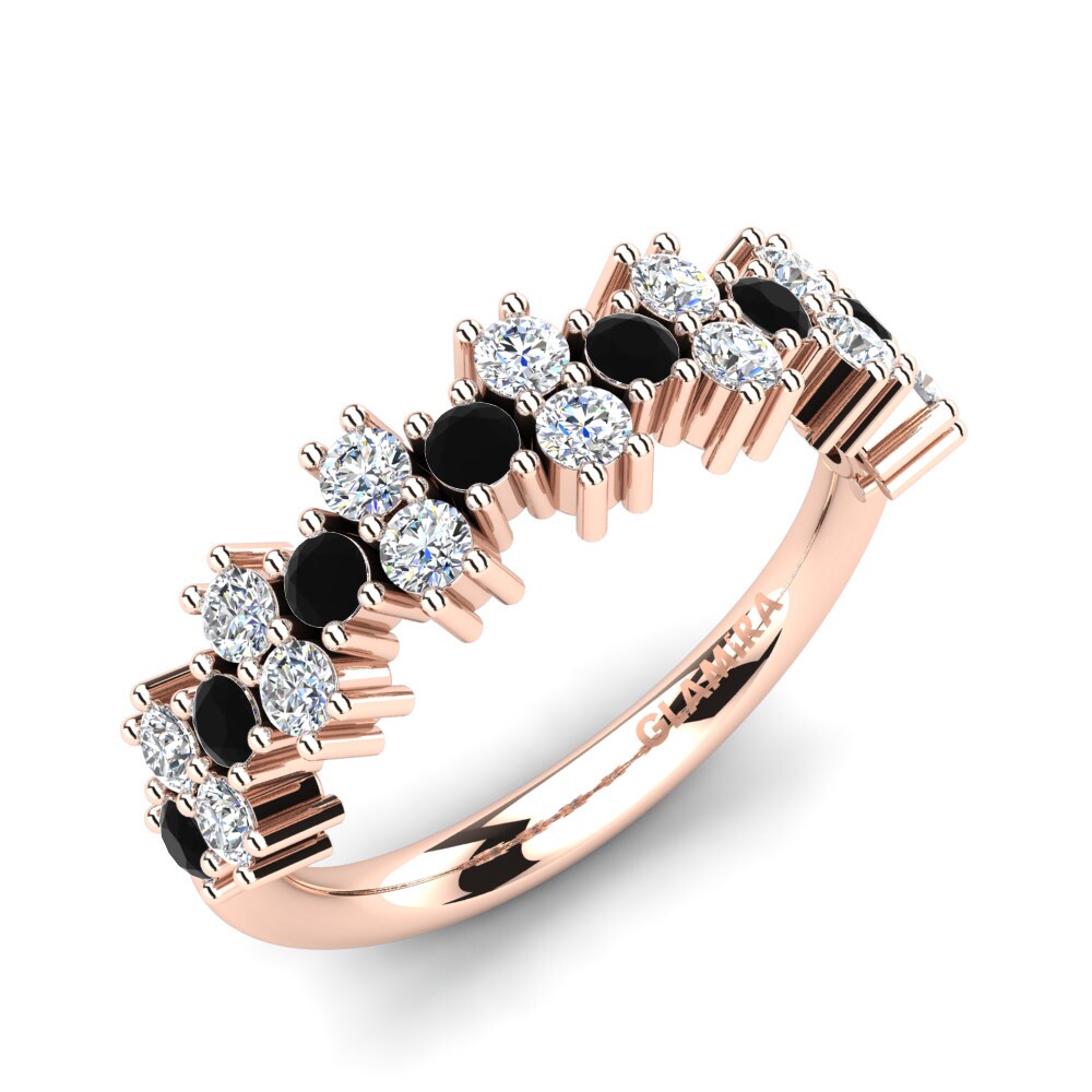 Or rose 14k Diamant Noir Bague Diell