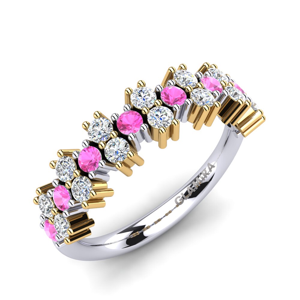 Or Blanc & Jaune 14k Tourmaline Rose Bague Diell
