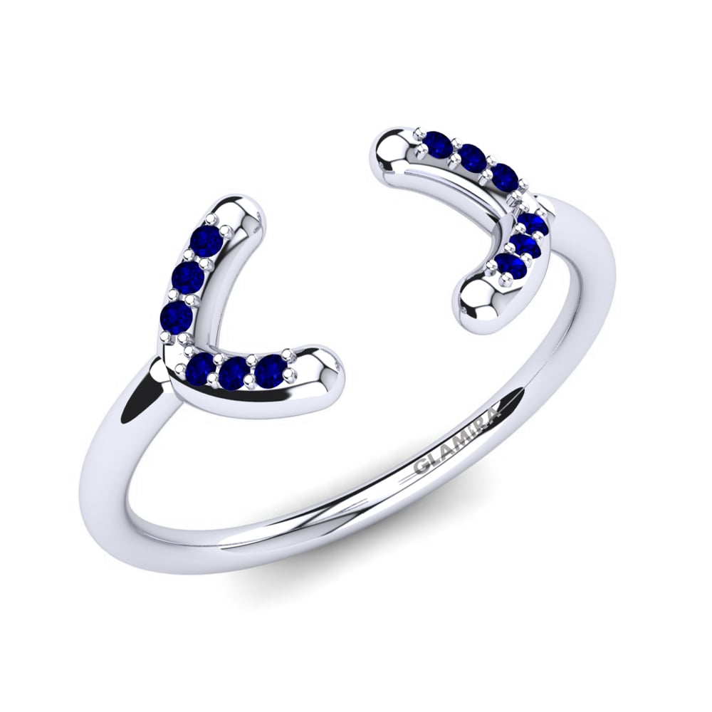 950 Palladium Dark Blue Zirconia Knuckle Ring Dilean