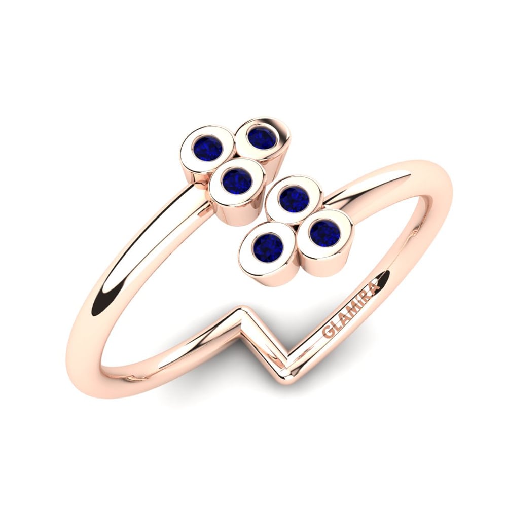 14k Oro Rosa Circonita Azul Oscuro Anillo Docila