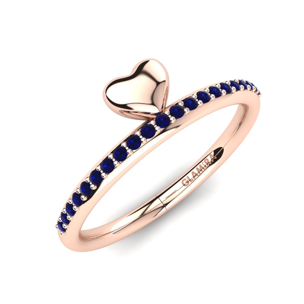 14k Oro Rosa Circonita Azul Oscuro Anillo Dorlisa