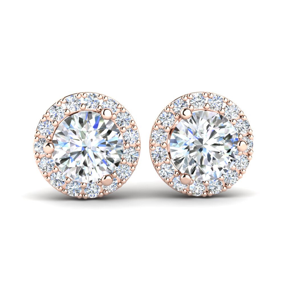 Boucles D'oreilles En Or Blanc 14 Carats Avec Diamants Naturels - Occasion Magnifique - Style Boucle