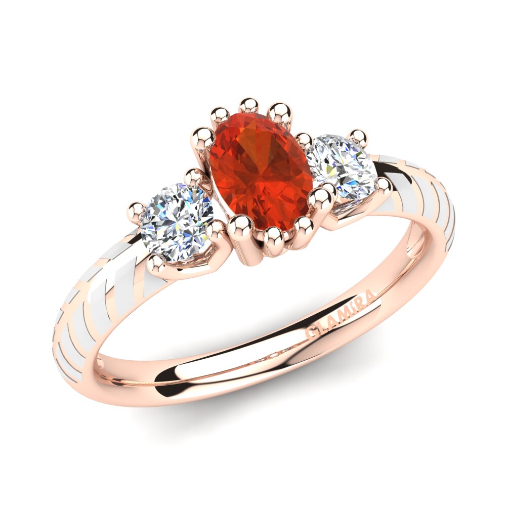 14ct Rose Gold Fire Opal Engagement Ring Enrica