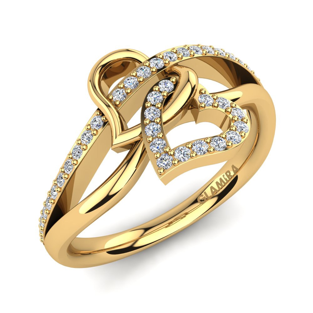 Heart Rings GLAMIRA Eadith 585 Yellow Gold Diamond