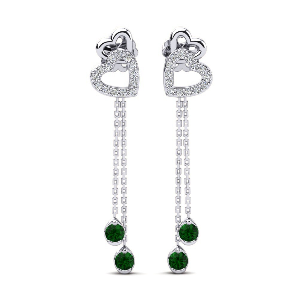 Drops & Dangle Earrings GLAMIRA Alessandra 585 White Gold Emerald