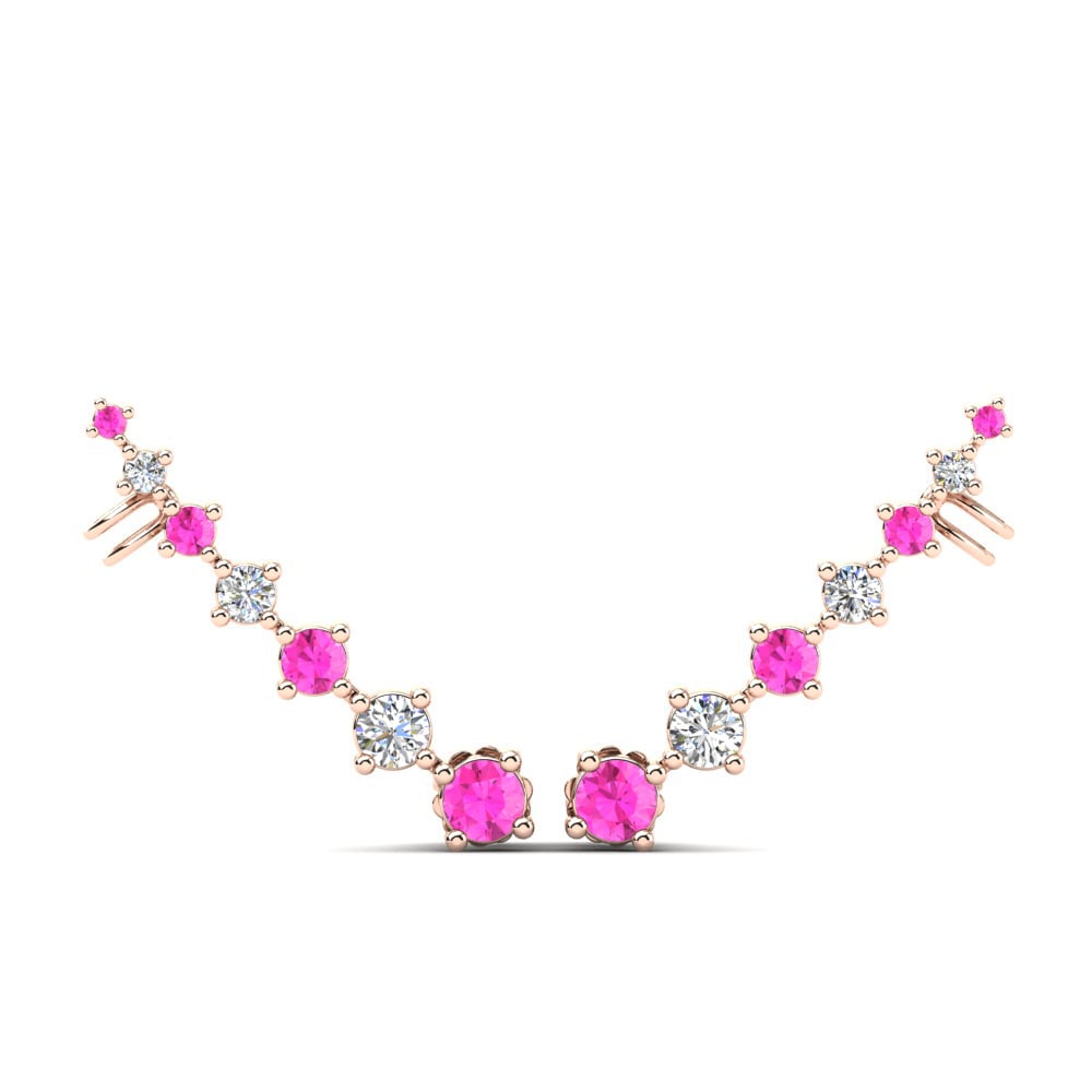 Ouro Rosa 14K Turmalina Rosa Brincos Feminino Kinley