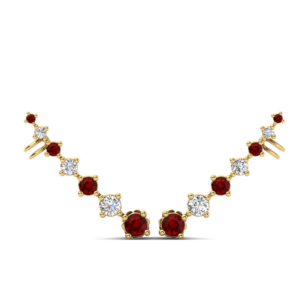 14ct Yellow Gold Red Zirconia Women's Earring Kinley