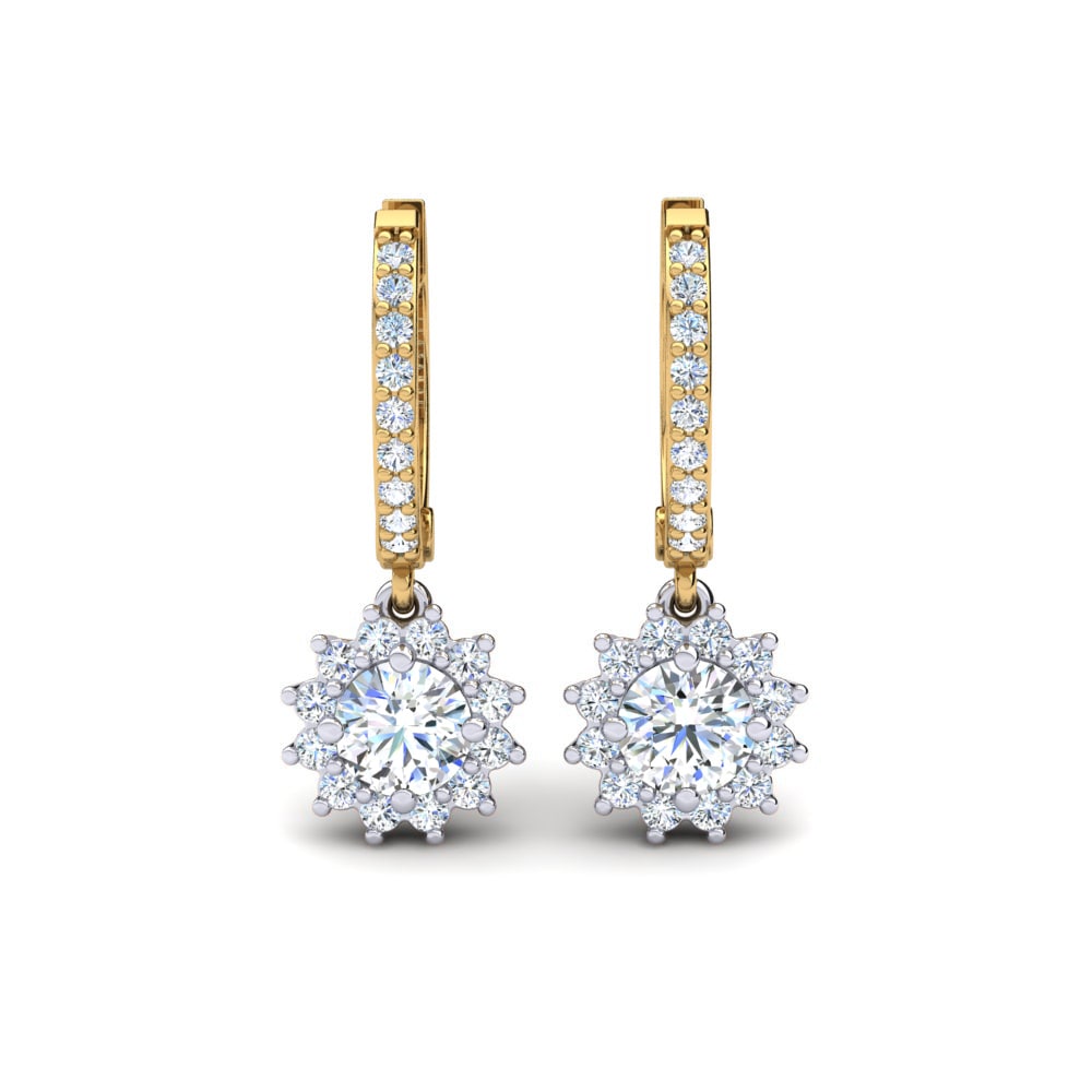 Boucle d'oreille femme Lucille Or Blanc & Jaune 18k