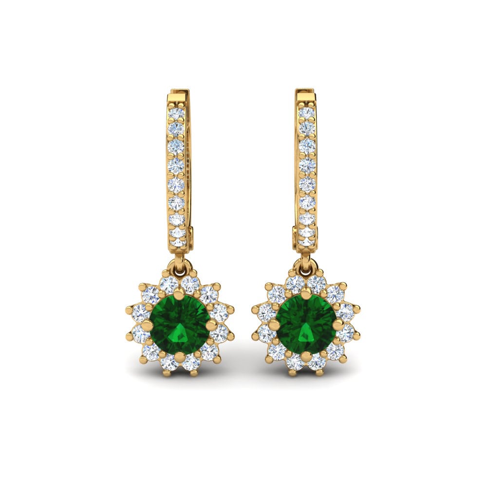Drops & Dangle Earrings GLAMIRA Lucille 585 Yellow Gold Emerald