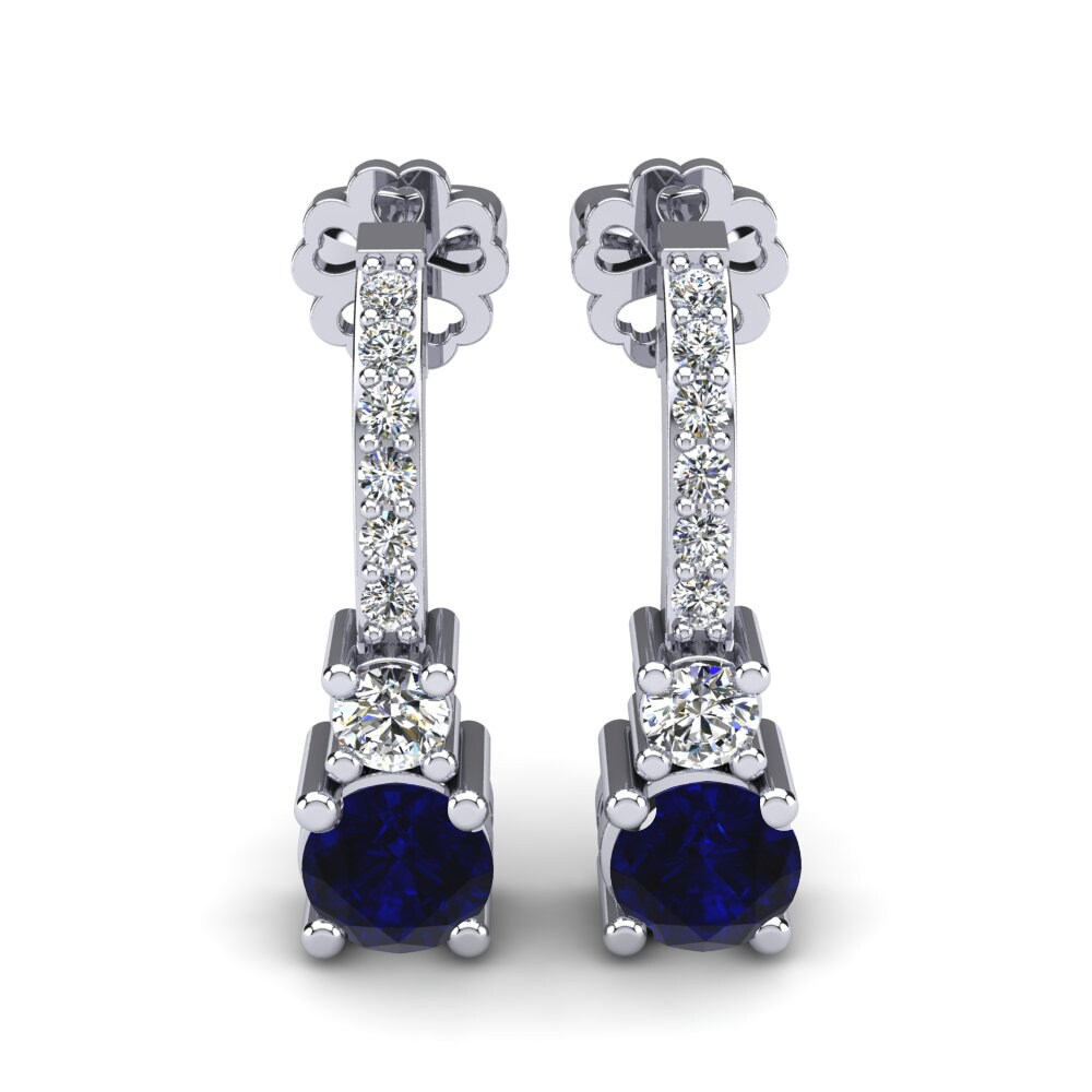 Boucles D'oreilles Clou Cabochon Rouge Zircon - Argent Massif 925, Neuf Sans Boîte