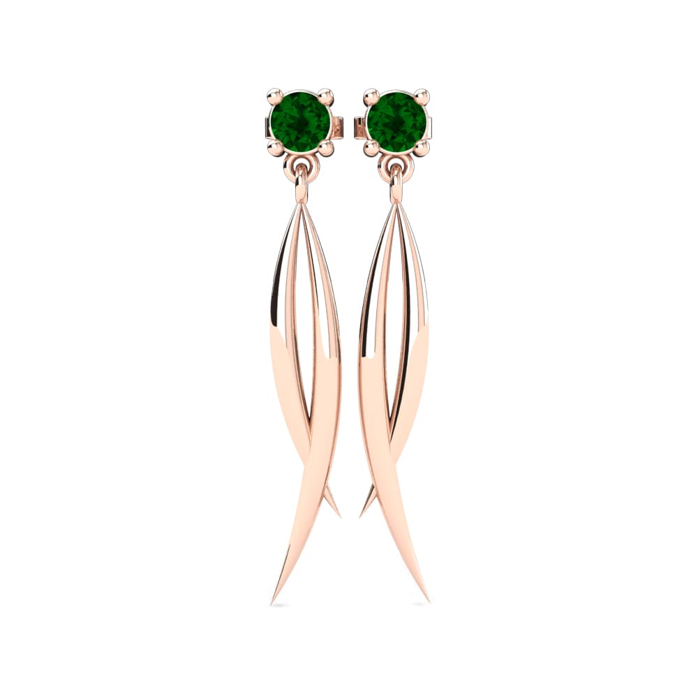 14ct Rose Gold Green Zirconia Women's Earring Ecateri