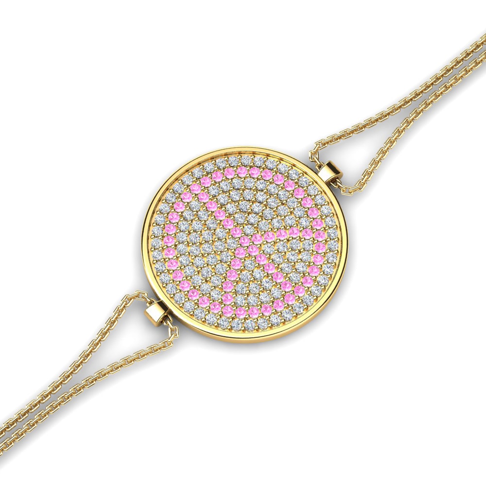 14ct Yellow Gold Pink Tourmaline Women's Bracelet Ecaterina