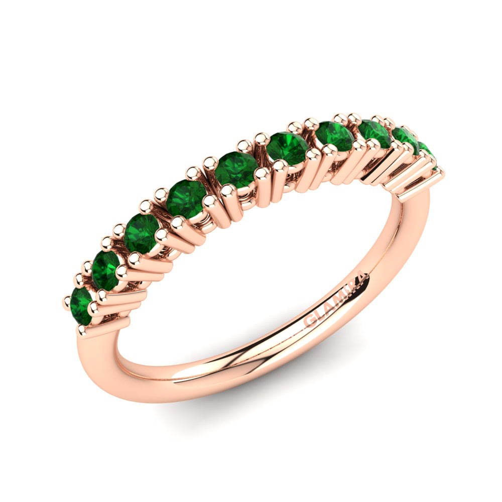 14ct Rose Gold Green Zirconia Ring Edera