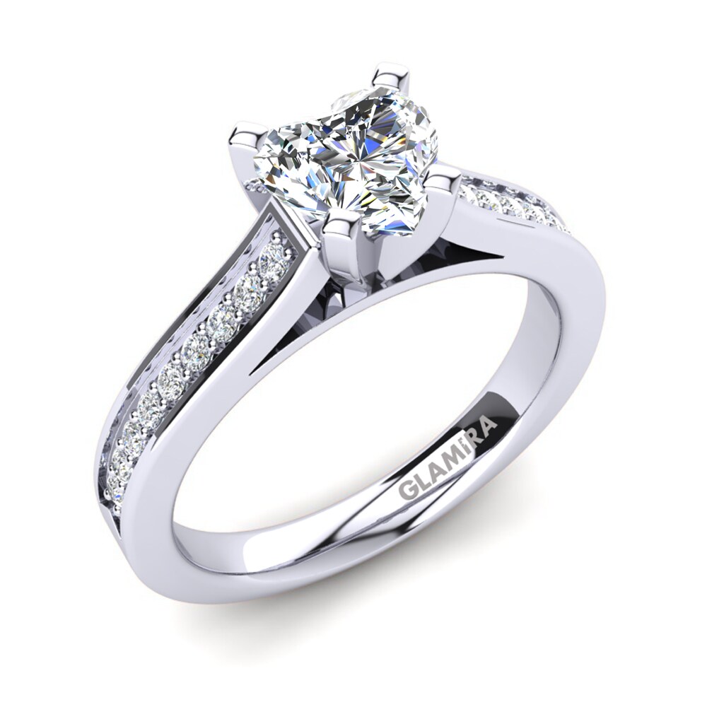 心形 鑽石 9k 白色K金 訂婚戒指 Egista