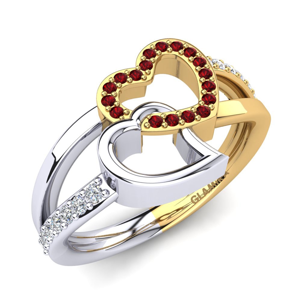 585 Gelb & Weißgold Rubin Ring Elladine