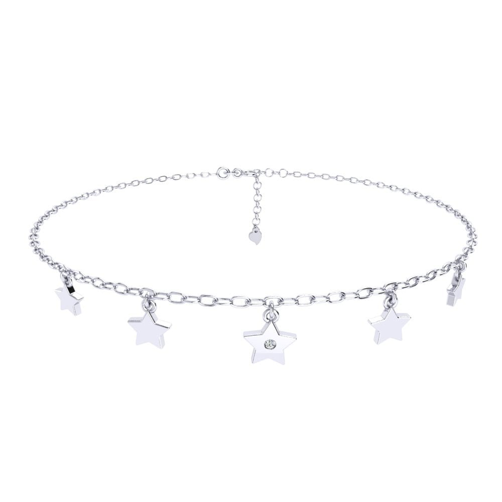 Diamant-saffier Dames Enkelbandje Elmyra