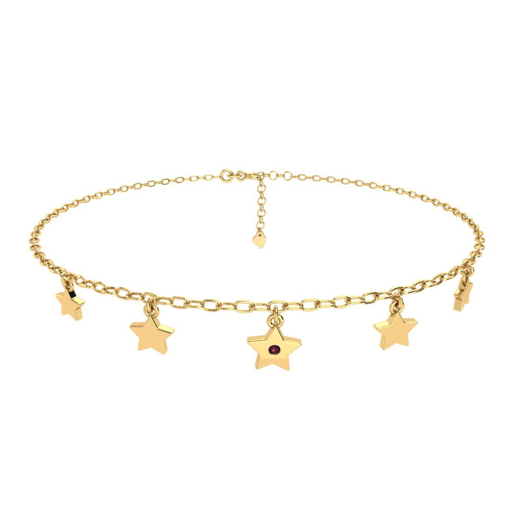 14ct Yellow Gold Garnet Women's Anklet Elmyra