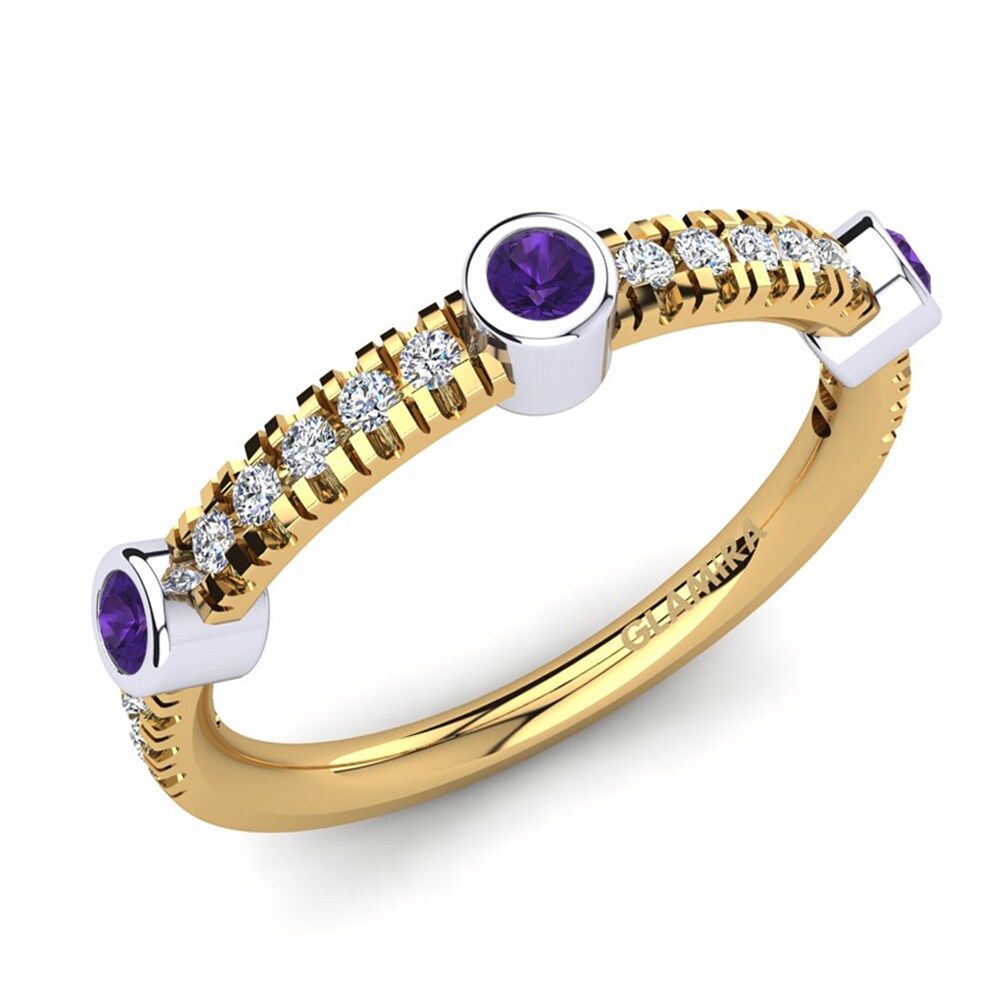 Or Jaune & Blanc 14k Améthyste Bague Elugelap