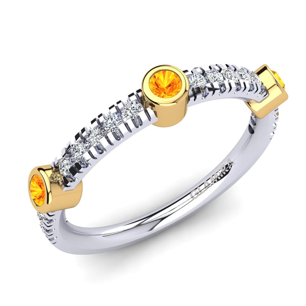 Or Blanc & Jaune 14k Citrine Bague Elugelap