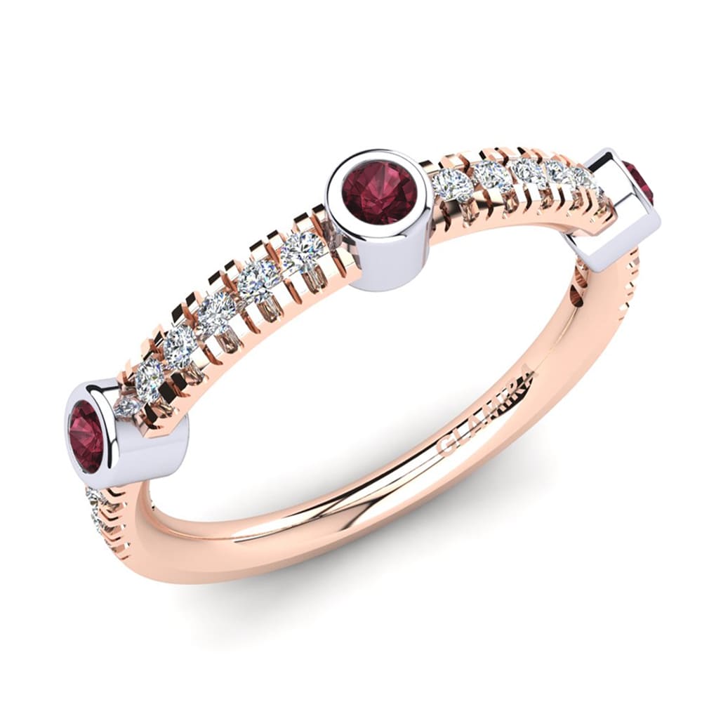 Or Rose& Blanc 14k Grenat Bague Elugelap