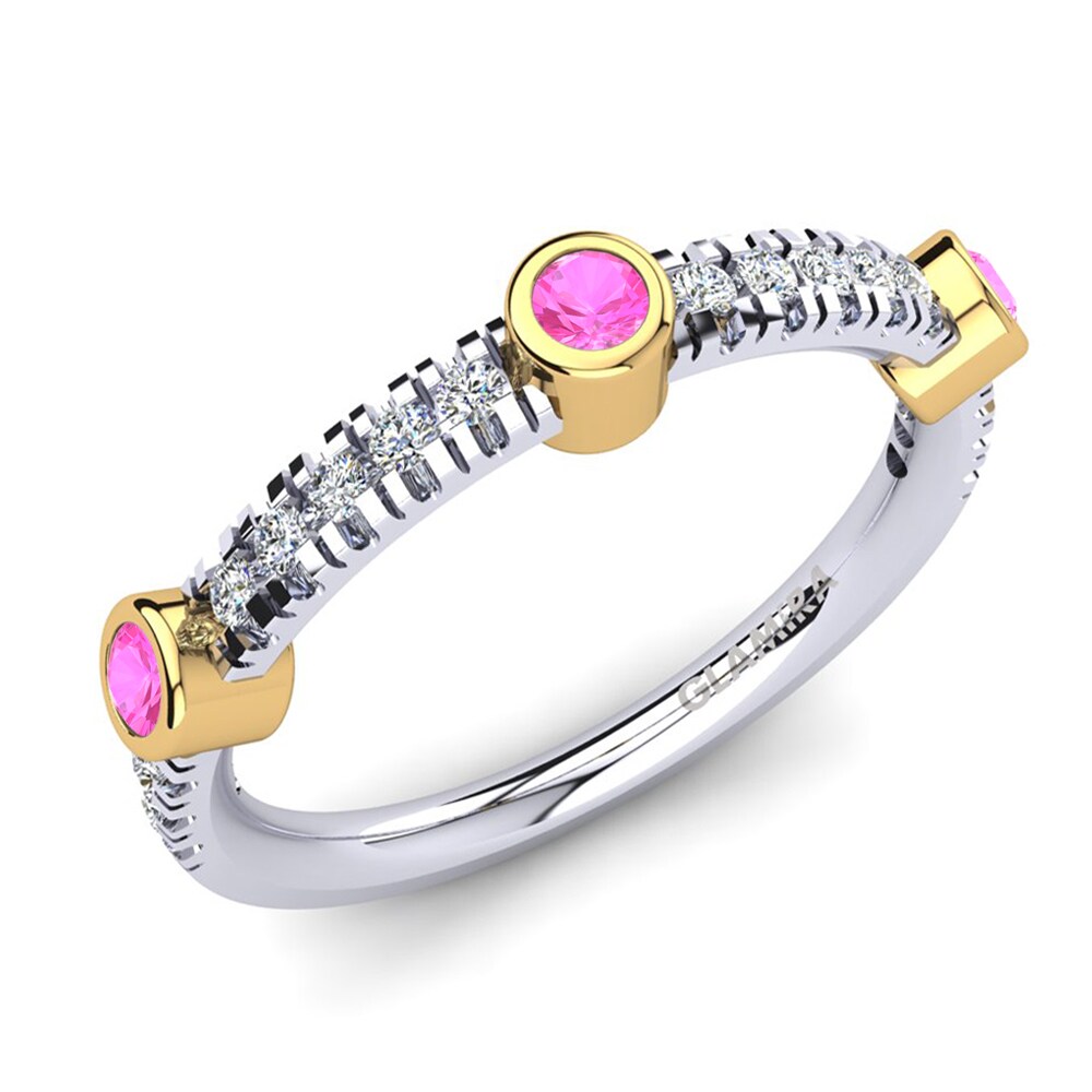 Or Blanc & Jaune 14k Tourmaline Rose Bague Elugelap