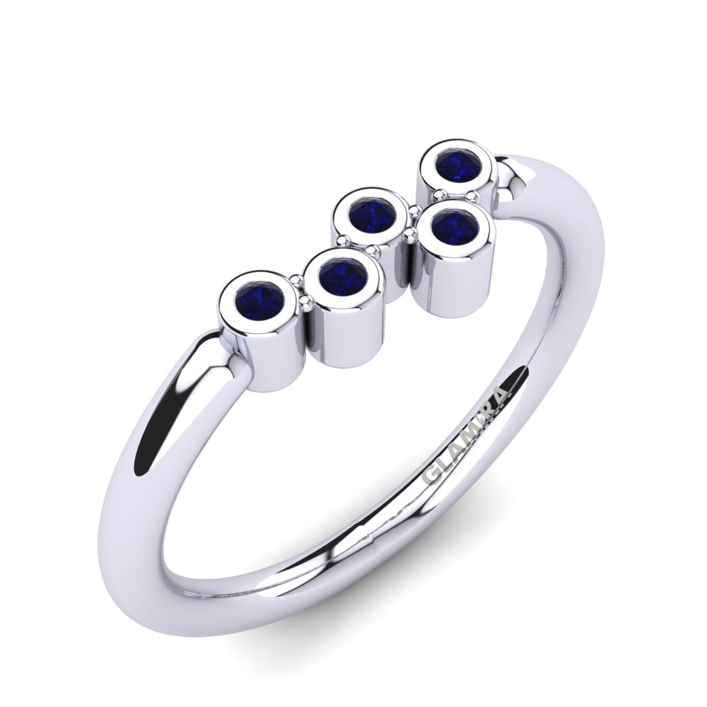950 Palladium Dark Blue Zirconia Knuckle Ring Elzira
