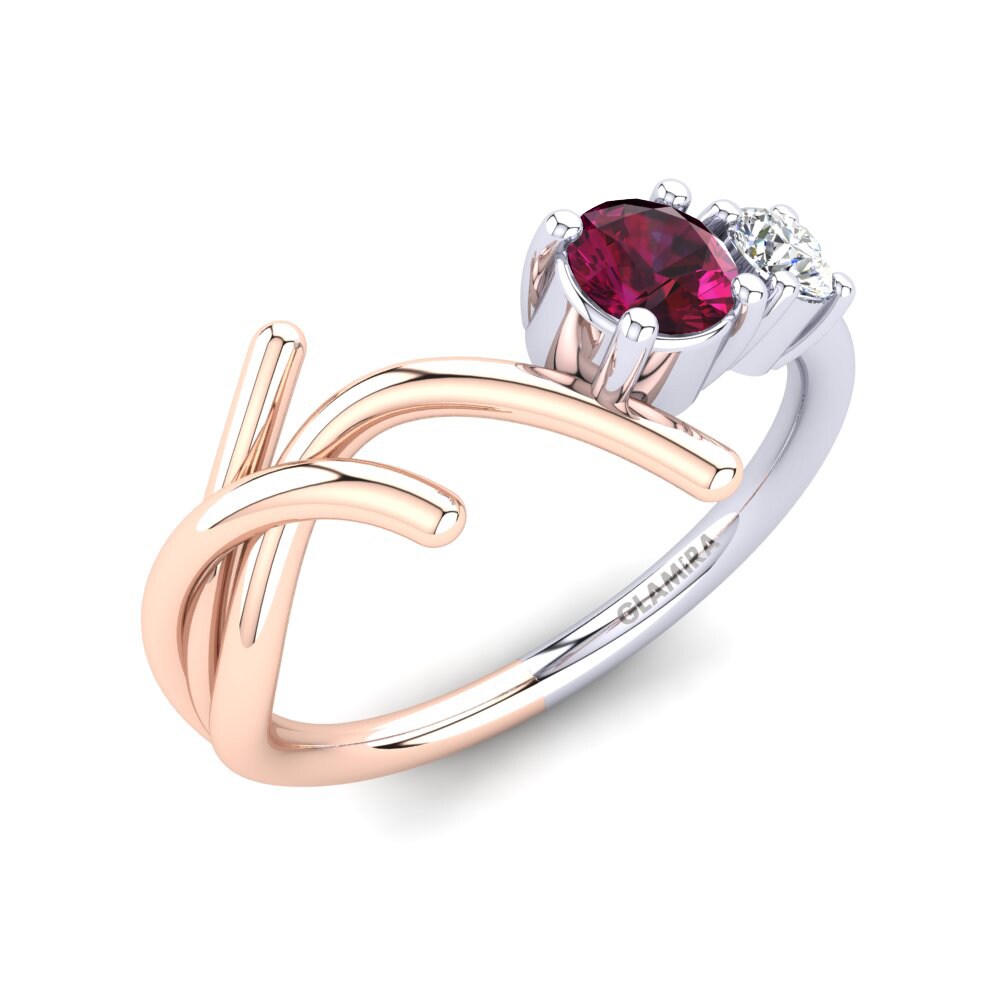 9ct Rose & White Gold Rhodolite Garnet Ring Eustolia