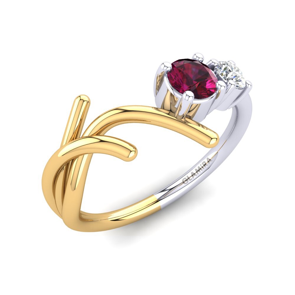 9ct Yellow & White Gold Rhodolite Garnet Ring Eustolia