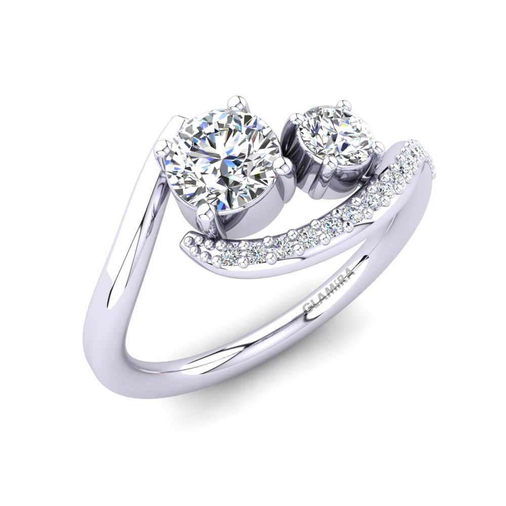 Two-Stone Rings Evalett 585 White Gold Diamond