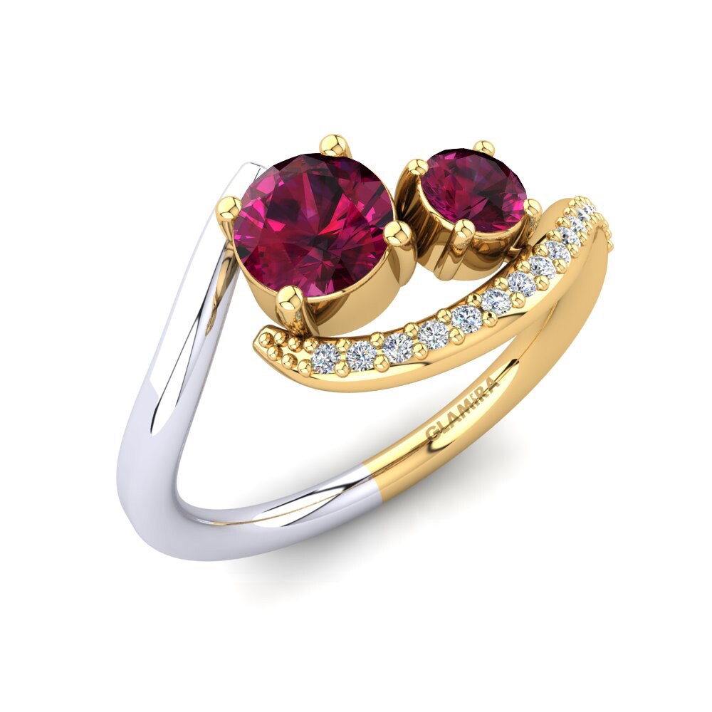 9ct Yellow & White Gold Rhodolite Garnet Ring Evalett