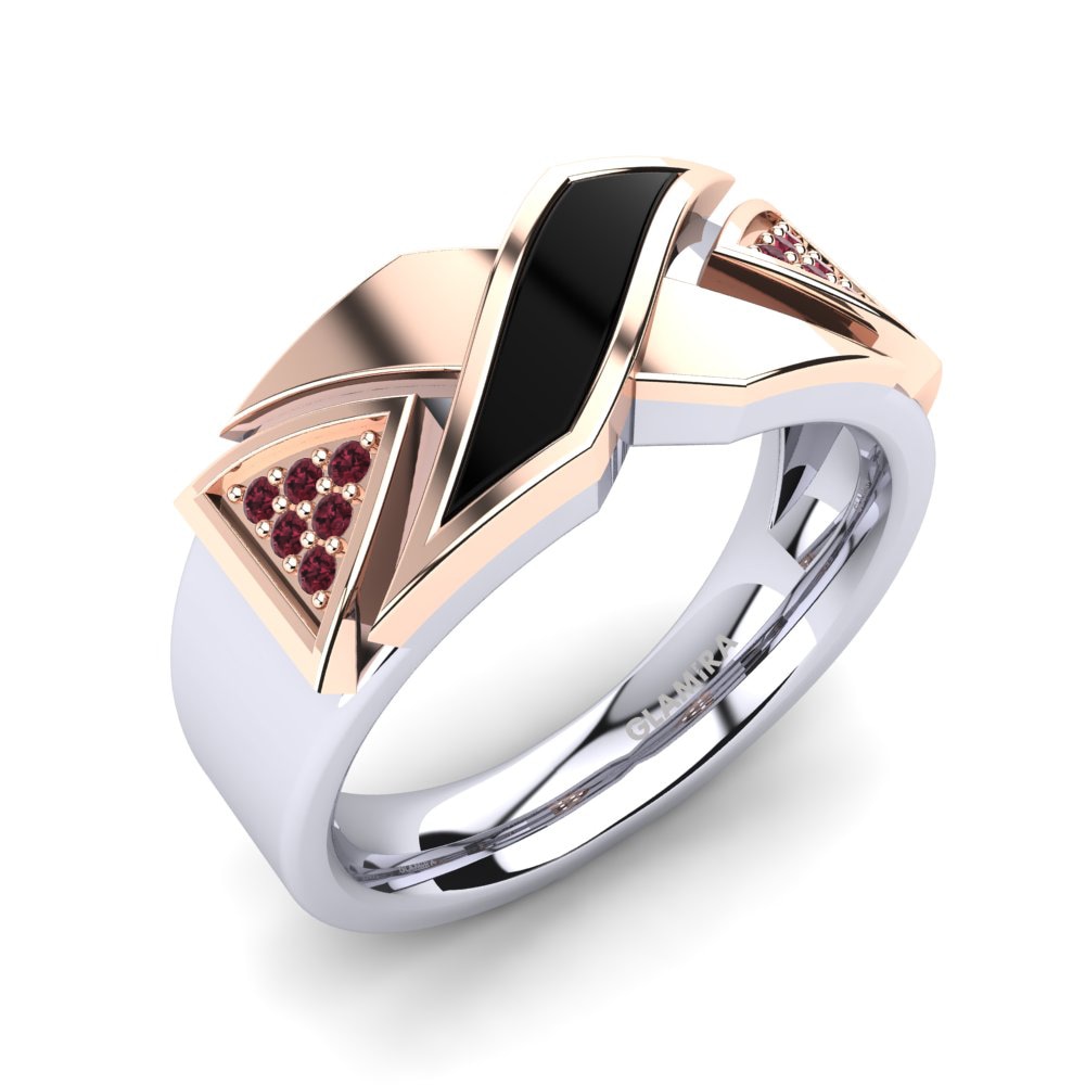 14ct White & Rose Gold Garnet Men's Ring Evarado