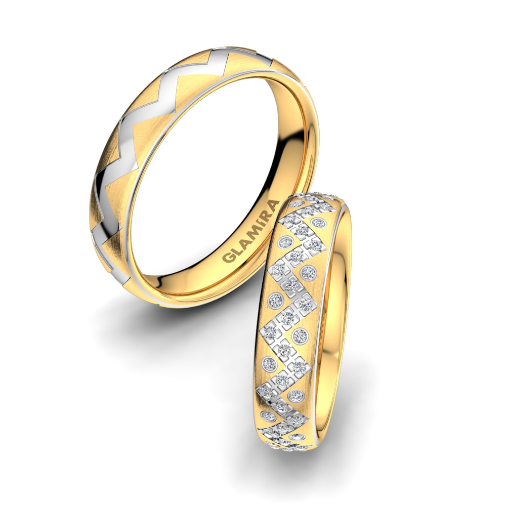 Anillo de boda Fantastic Bright Ribbon 5 mm 9k Oro Amarillo & Blanco