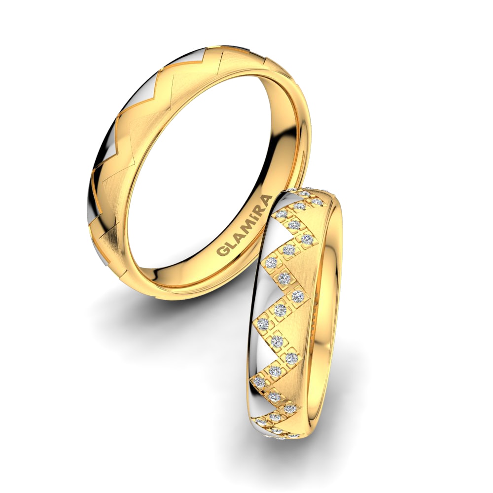 Anillo de boda Fantastic Ribbon 5 mm 14k Oro Amarillo & Blanco