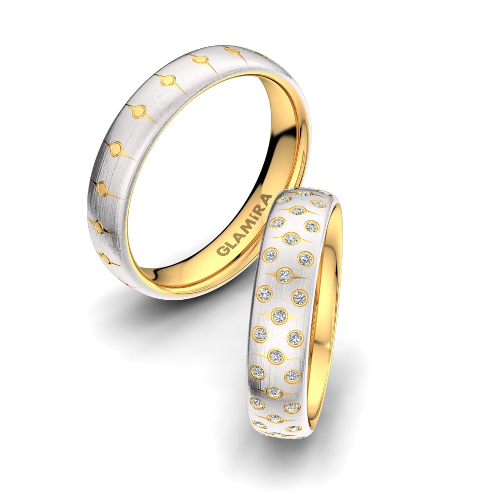 9k White & Yellow Gold Wedding Ring Sensual Night 5 mm